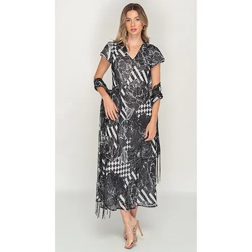 Sleeve Less Semi Long Animal Printed 2 in 1 Reversible Dress For Women