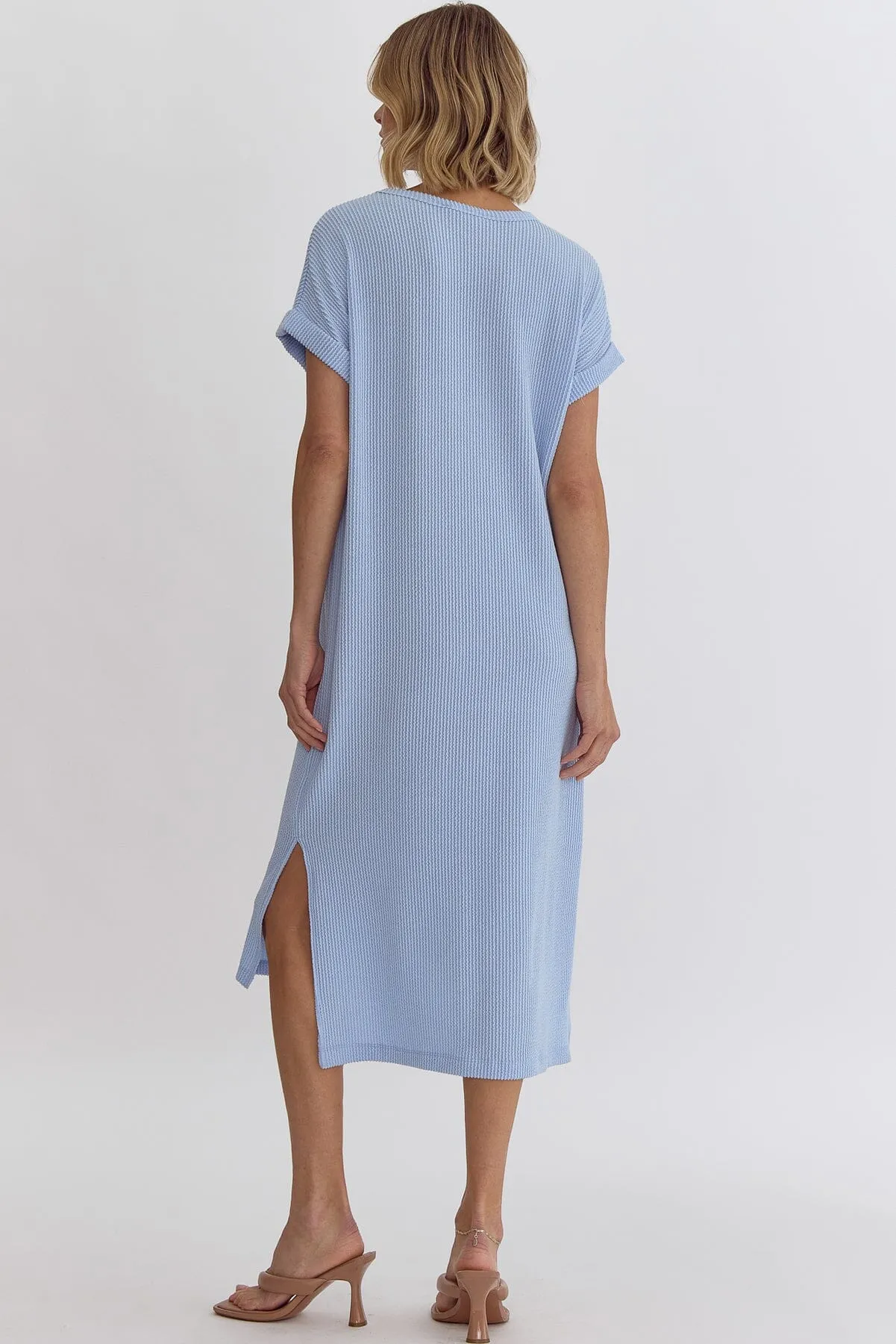 Slouchy Ribbed Midi - Light Blue