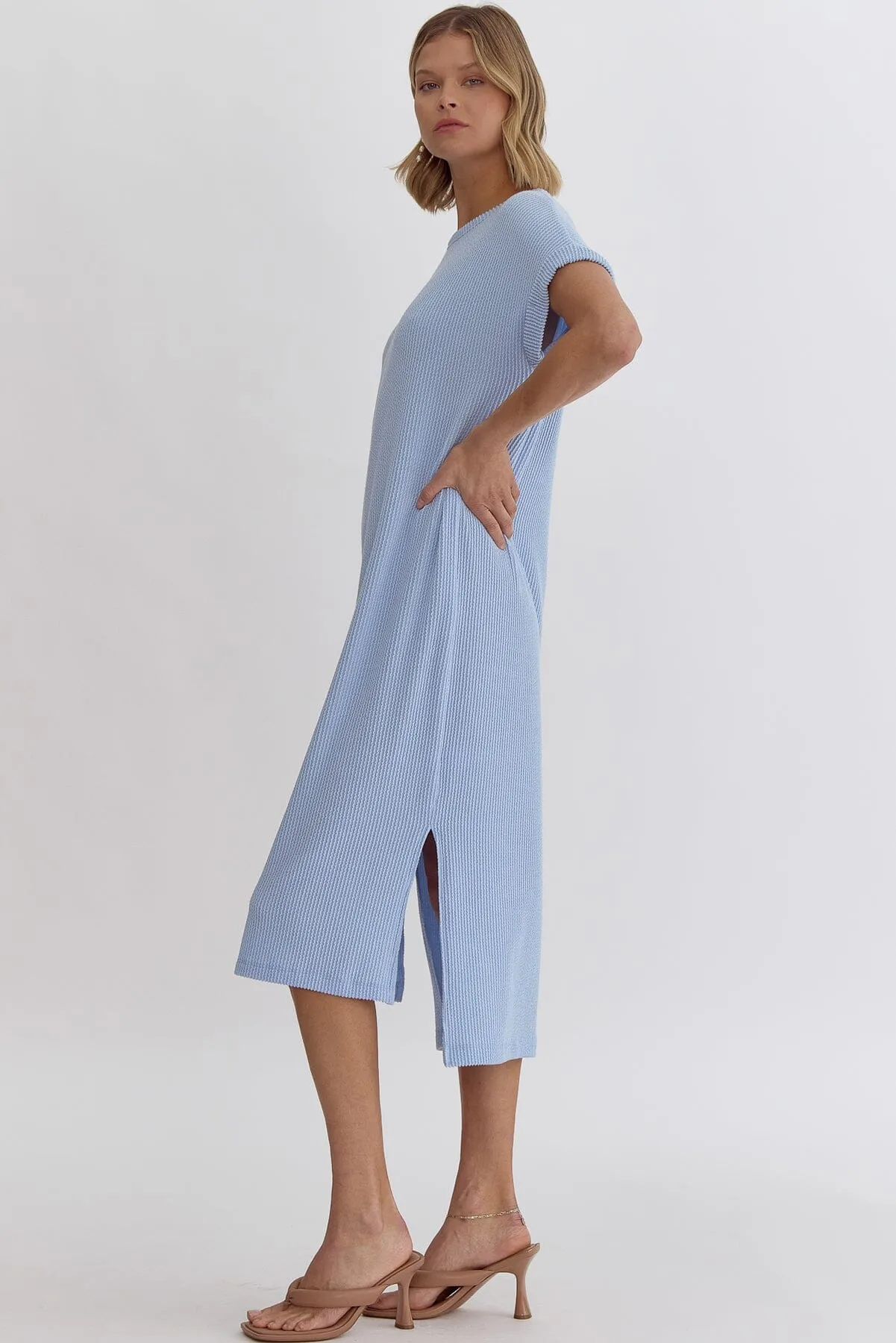 Slouchy Ribbed Midi - Light Blue