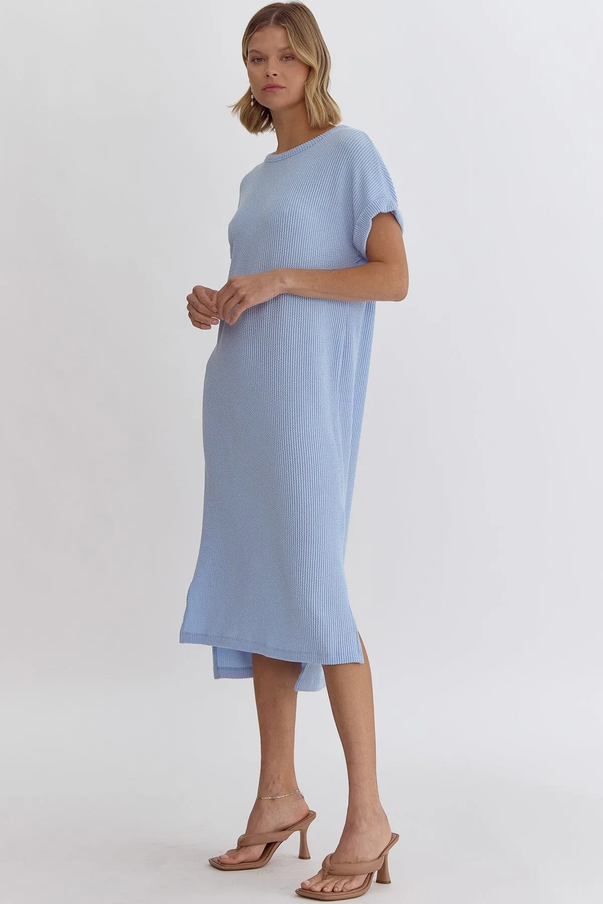 Slouchy Ribbed Midi - Light Blue