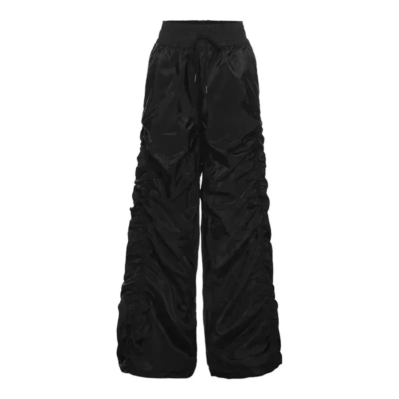 Solid Halloween Shirring Black Pants