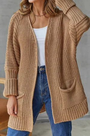 Solid Open Front Long Cardigan