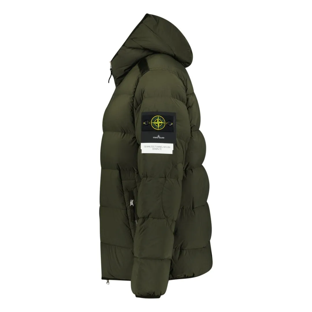 Stone Island Hooded Puffer Seamless Tunnel Nylon Khaki