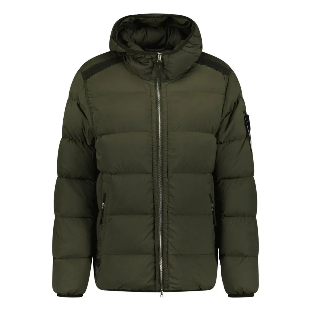 Stone Island Hooded Puffer Seamless Tunnel Nylon Khaki