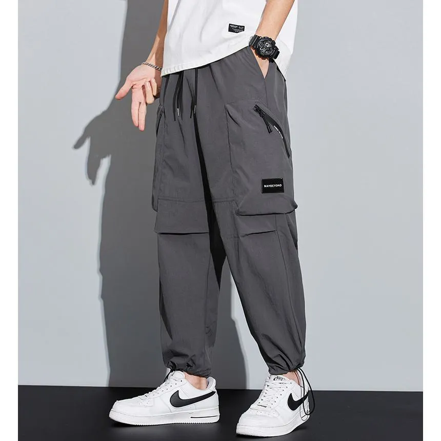 Street Style Loose Fit Bellows Pocket Wide Leg Cargo Pants