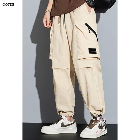 Street Style Loose Fit Bellows Pocket Wide Leg Cargo Pants