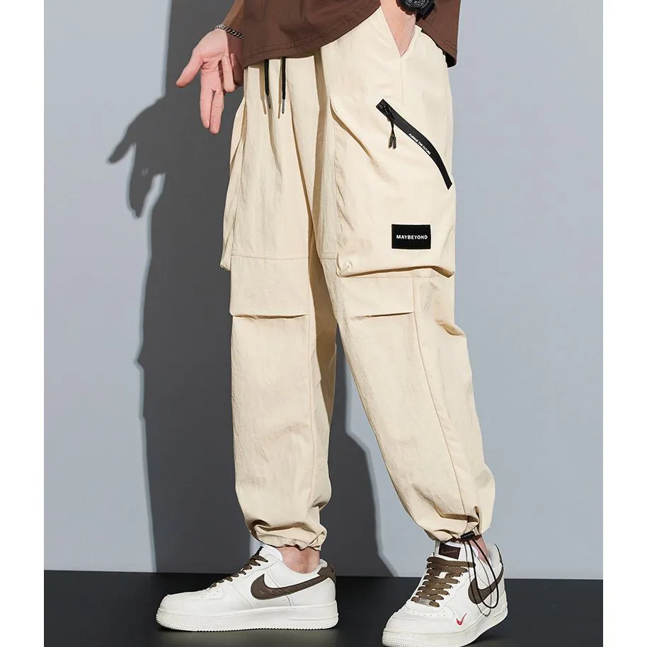 Street Style Loose Fit Bellows Pocket Wide Leg Cargo Pants