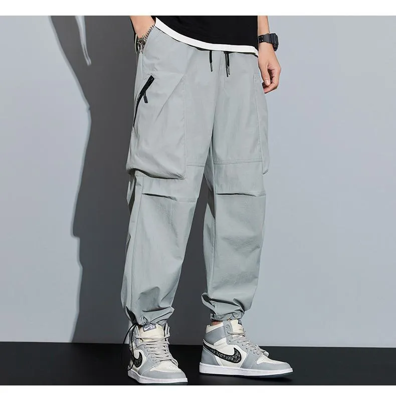 Street Style Loose Fit Bellows Pocket Wide Leg Cargo Pants