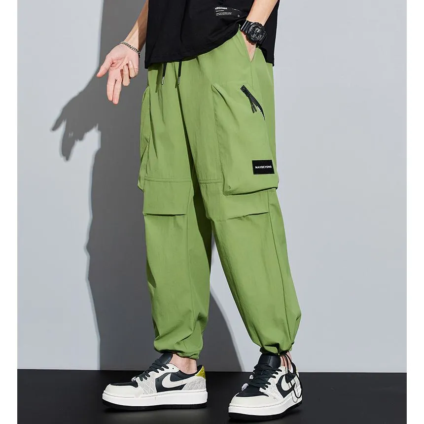 Street Style Loose Fit Bellows Pocket Wide Leg Cargo Pants