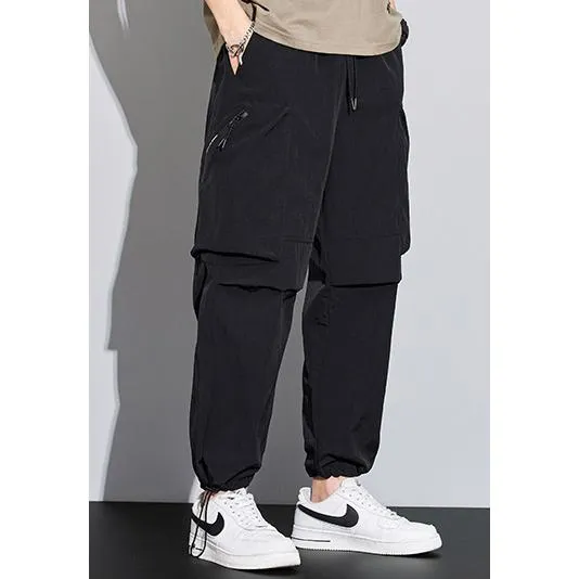 Street Style Loose Fit Bellows Pocket Wide Leg Cargo Pants