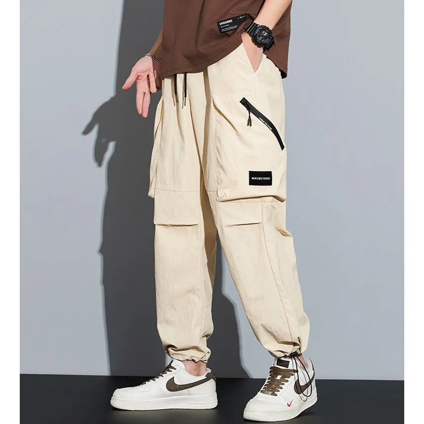 Street Style Loose Fit Bellows Pocket Wide Leg Cargo Pants