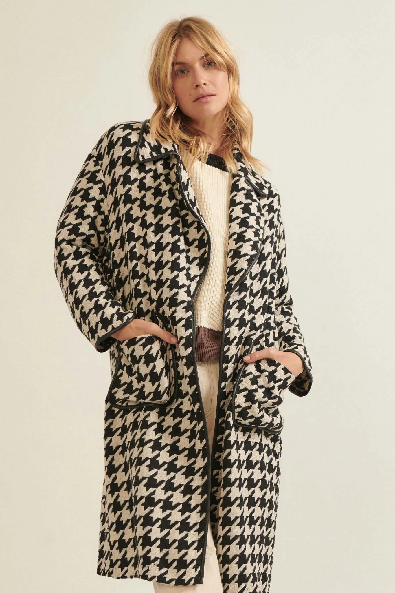 Style Hunter Houndstooth Tweed Overcoat