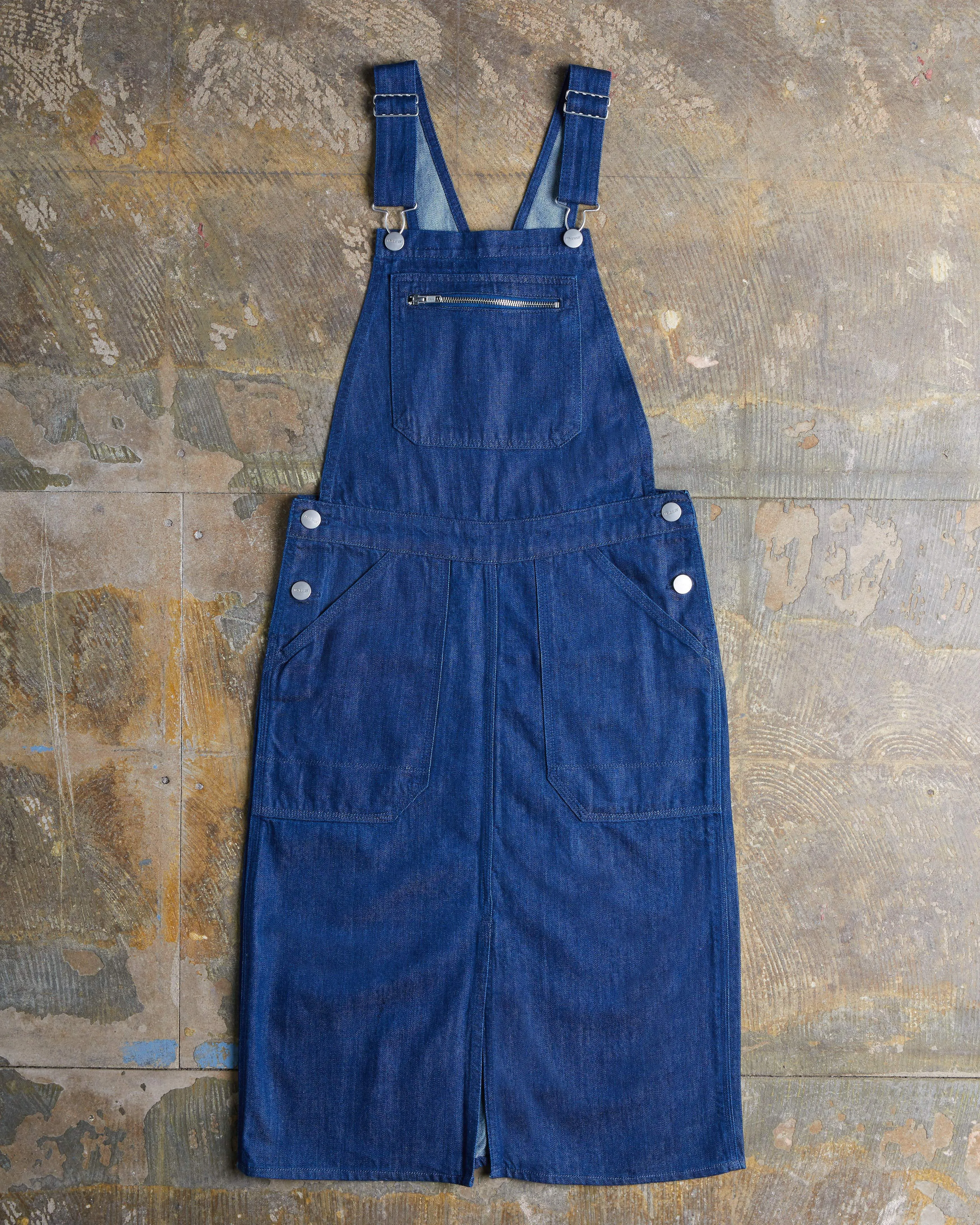 The #2002 womens pinafore overall - Rinsed Denim