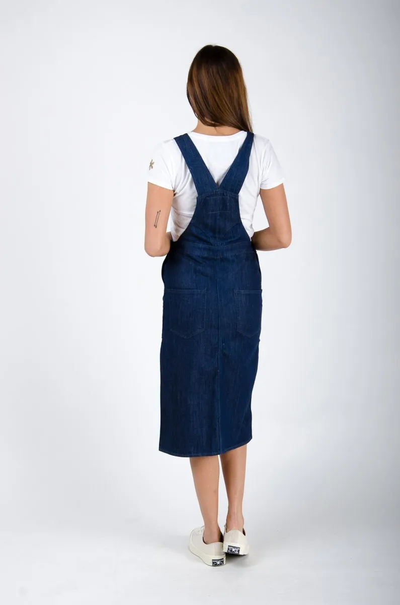 The #2002 womens pinafore overall - Rinsed Denim