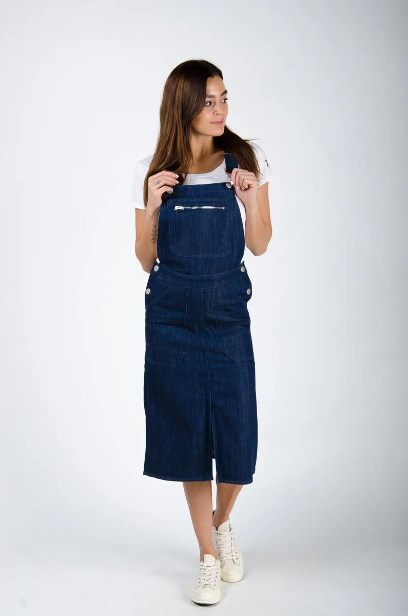 The #2002 womens pinafore overall - Rinsed Denim