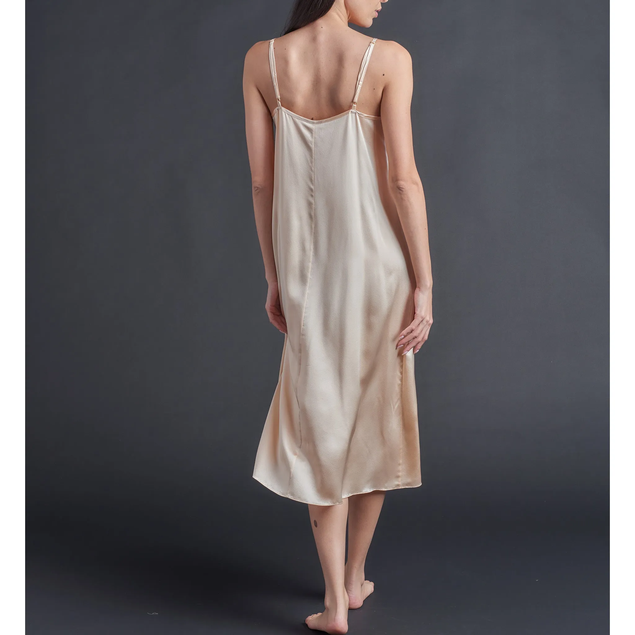 Thea Paneled Slip Dress in Rose Gold Silk Charmeuse