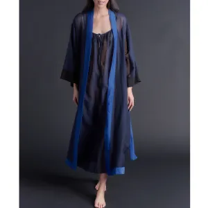 Thea Paneled Slip Dress in Sapphire Silk Cotton Voile