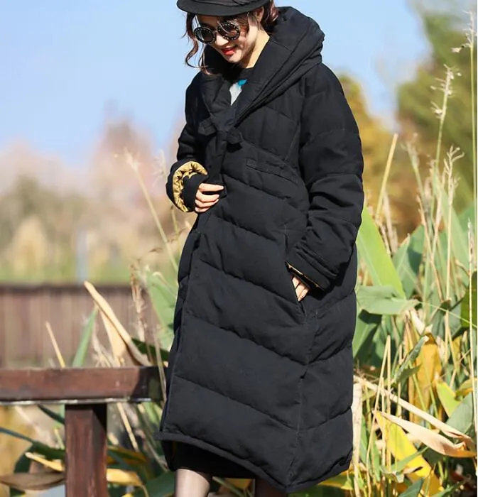 Thick  Long Winter Duck Down Jacket, Hooded Down Jacket Women Plus Size