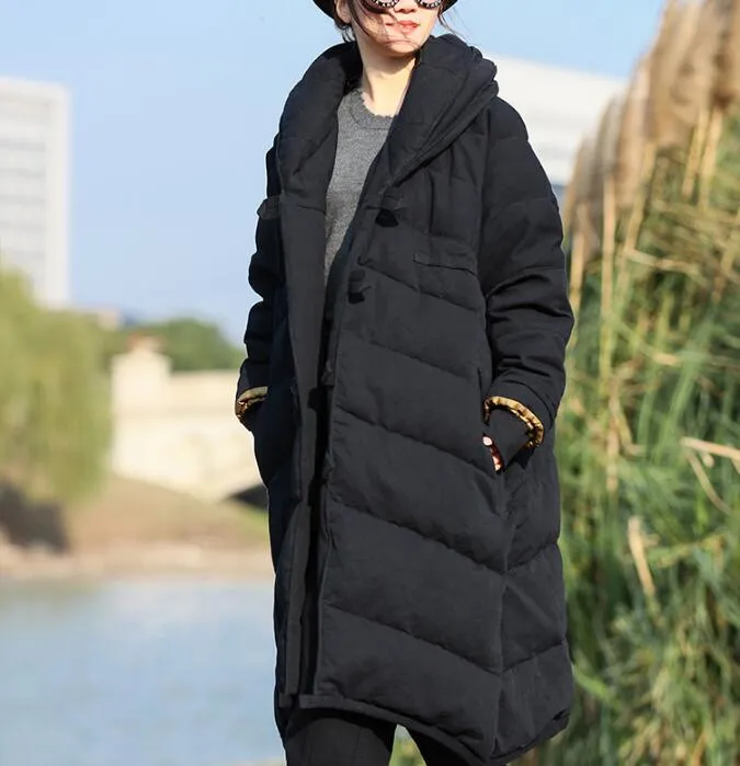 Thick  Long Winter Duck Down Jacket, Hooded Down Jacket Women Plus Size