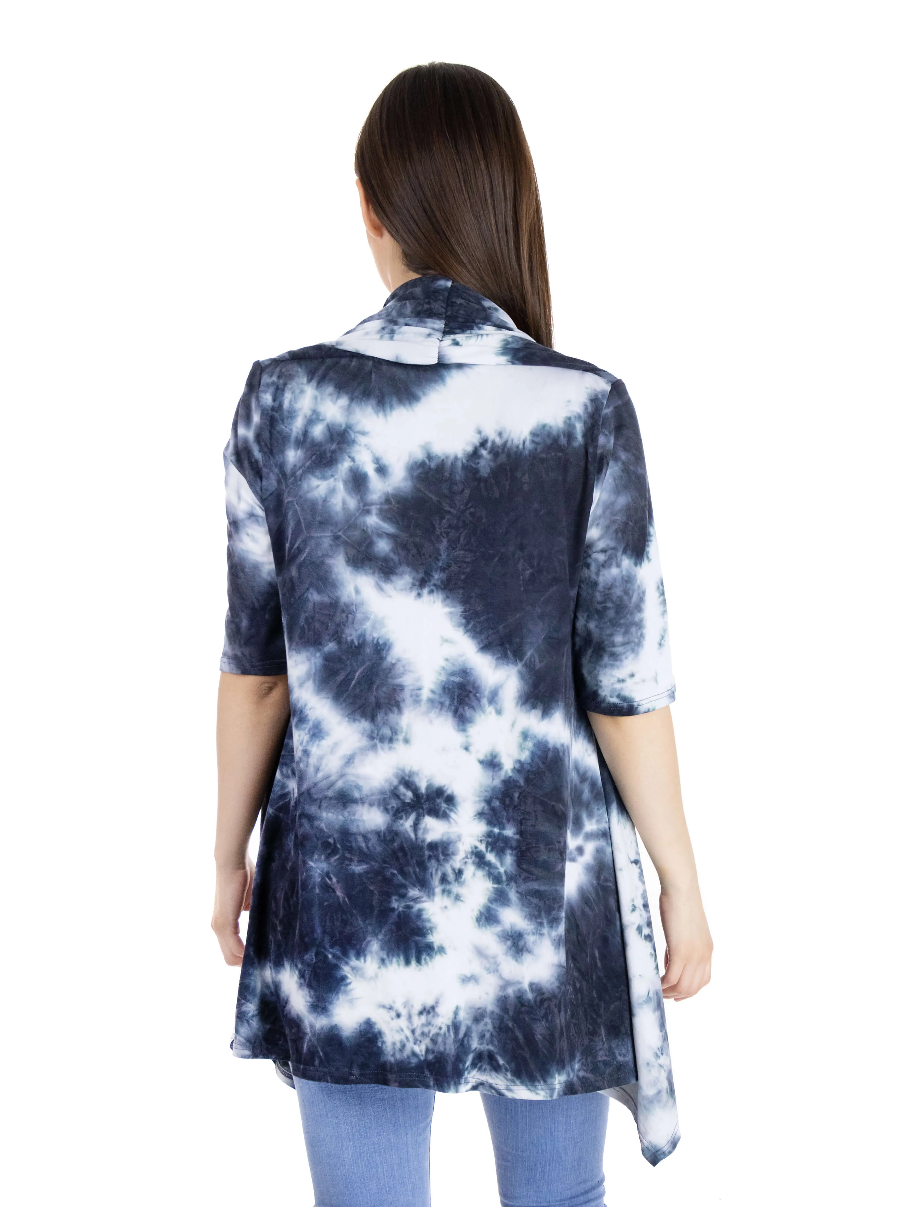 Tie Dye Elbow Sleeve Open Front Maternity Cardigan