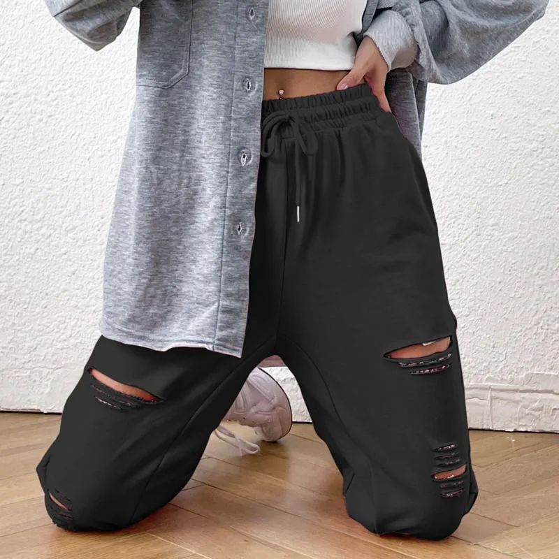 Tie Sports Loose Fit Distressed Elastic Waist Pants