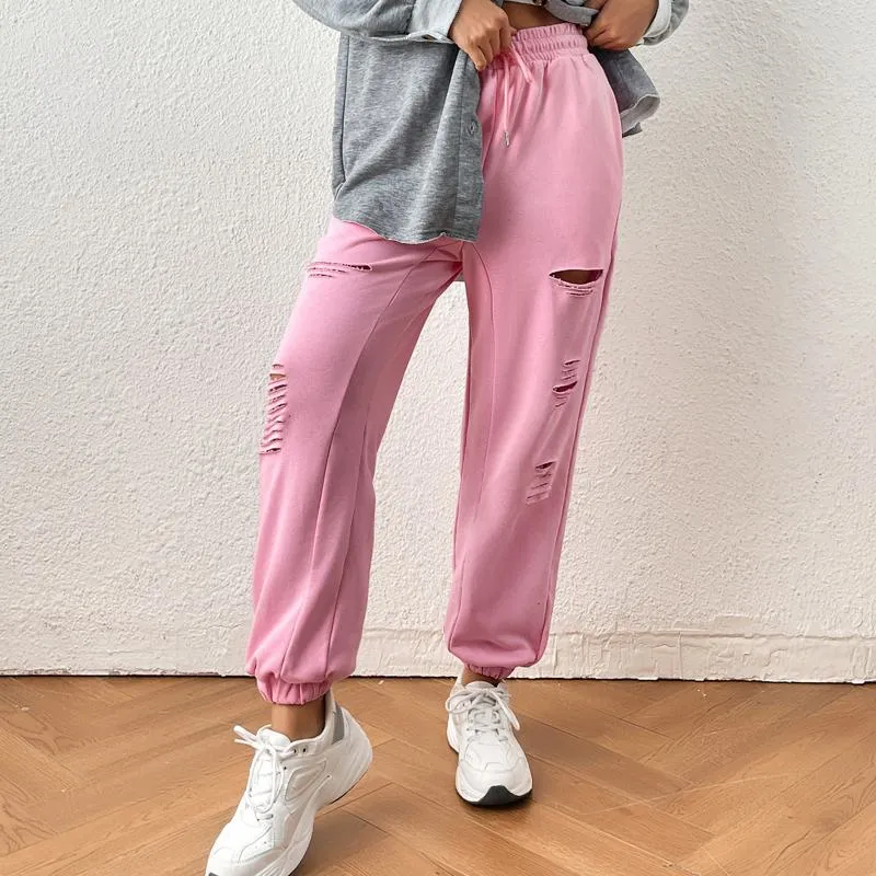 Tie Sports Loose Fit Distressed Elastic Waist Pants