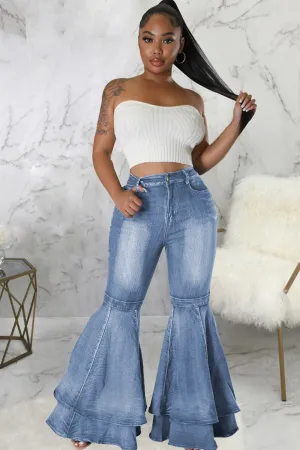 Tiered Flares High Rise Jeans