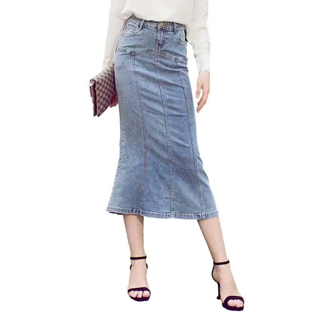 Trumpet denim skirt for women