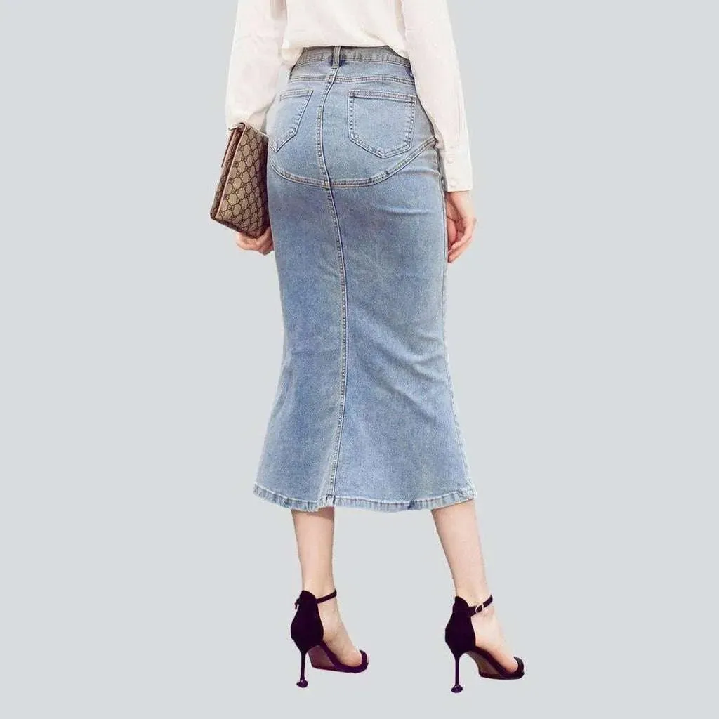 Trumpet denim skirt for women