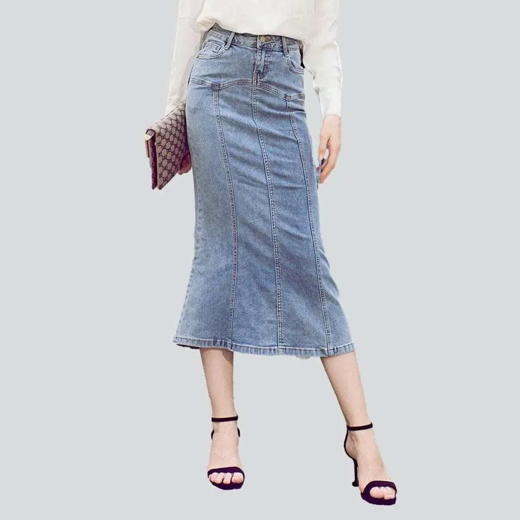 Trumpet denim skirt for women