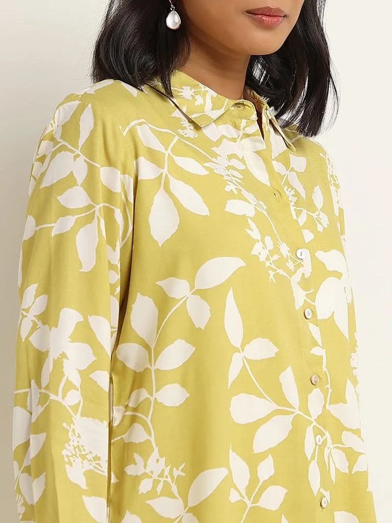 Utsa Lime Leaf Printed Straight Tunic