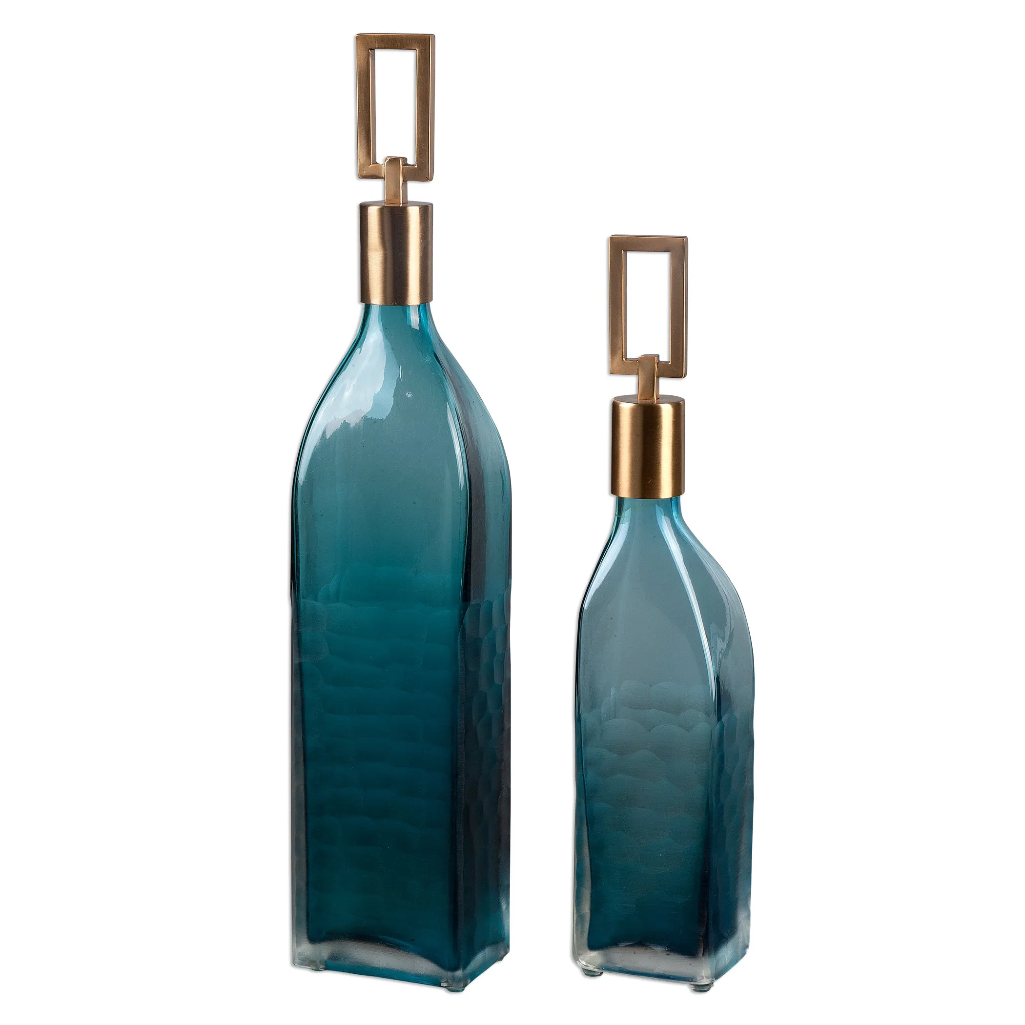 Uttermost Annabella Teal Glass Bottles, S/2