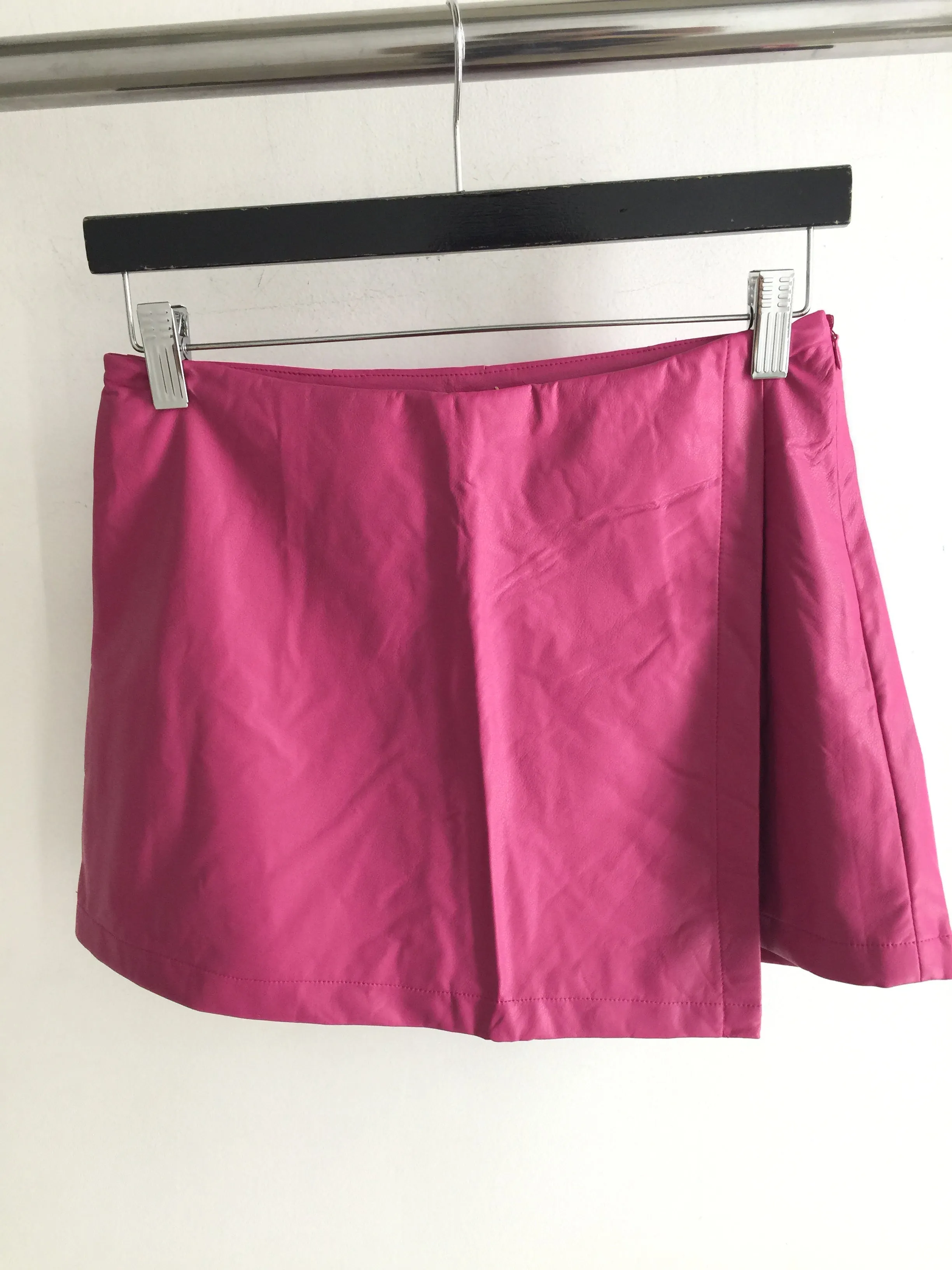 Vegan Leather Asymmetrical Skort