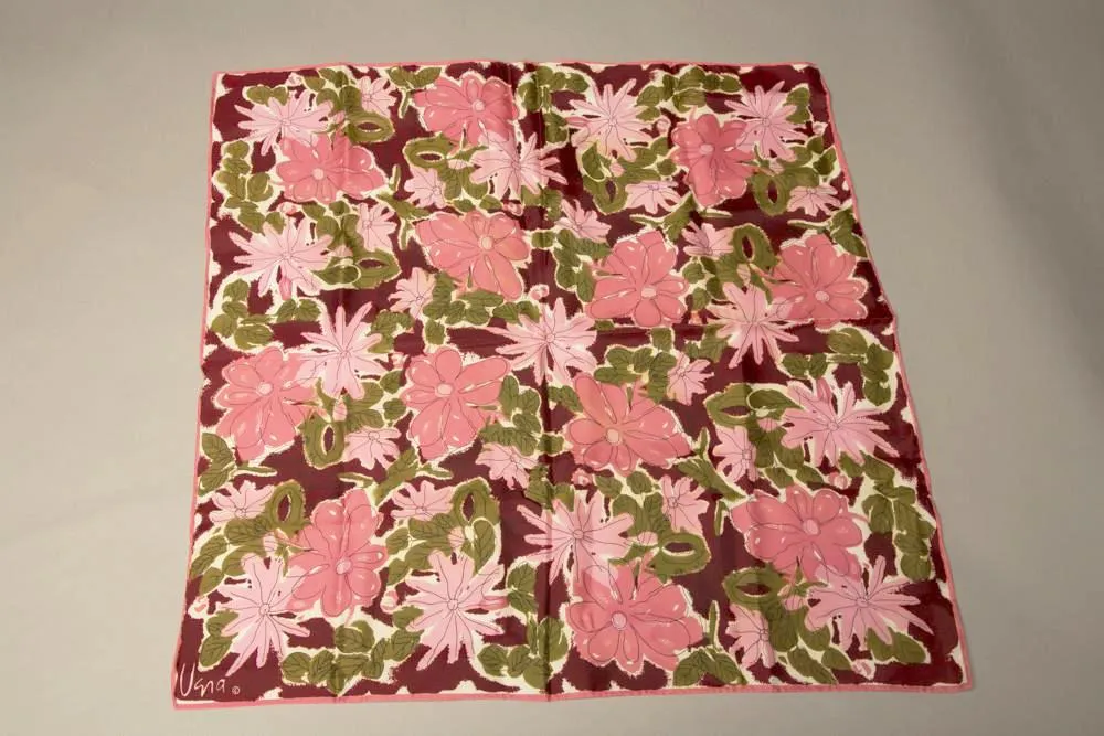 Vera Vintage Scarf Floral Pink Green Accessory