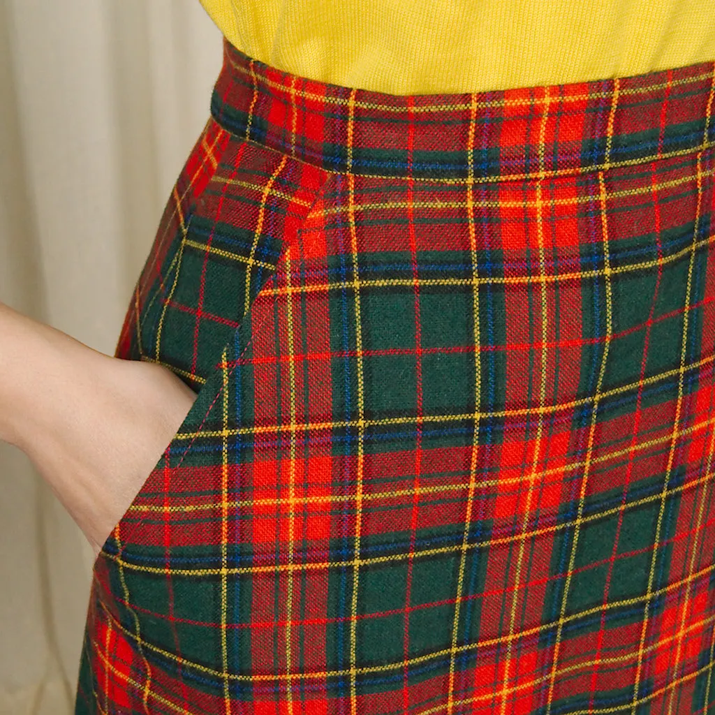 Vintage 1950s Holiday Plaid Skirt