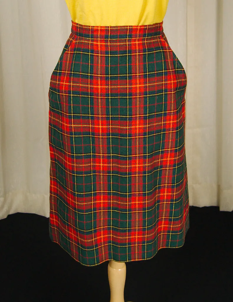 Vintage 1950s Holiday Plaid Skirt