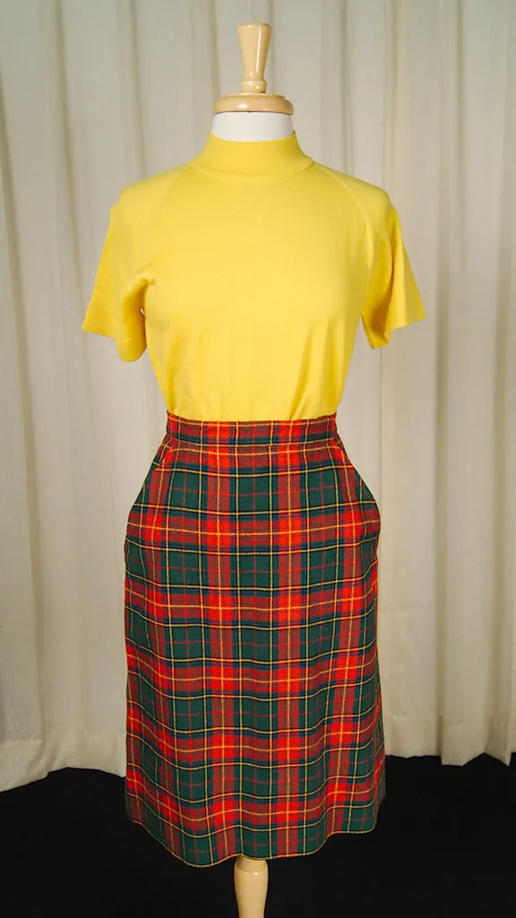 Vintage 1950s Holiday Plaid Skirt