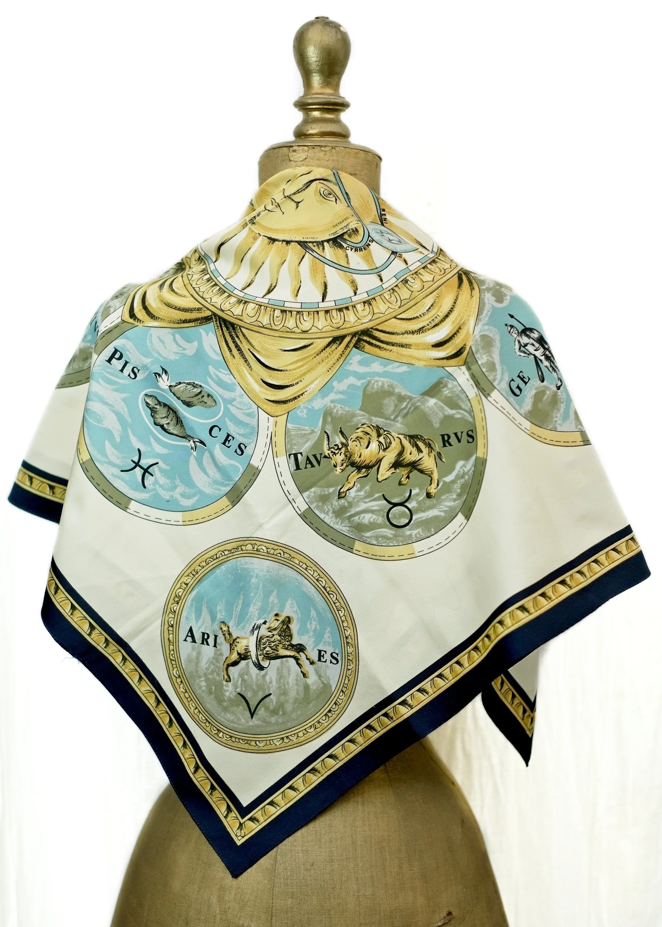 Vintage zodiac scarf with astrology symbols design