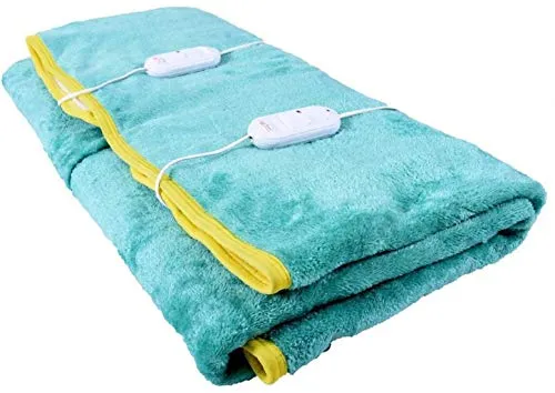 Warmland Solid Polyester Double Electric Blanket - Green