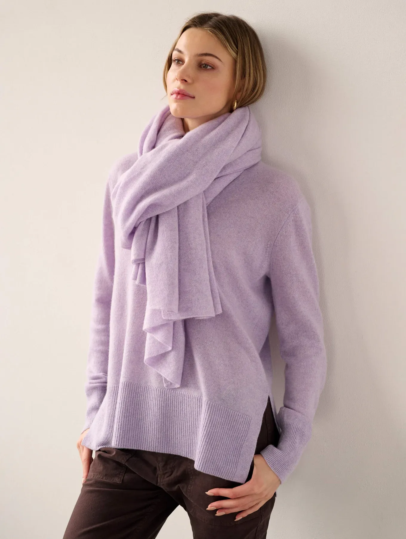 White   Warren - Cashmere Travel Wrap in Soft Iris Heather