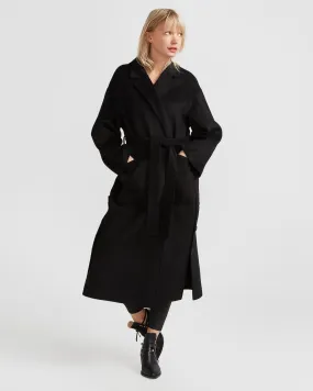 Wide Awake Split Hem Overcoat - Black