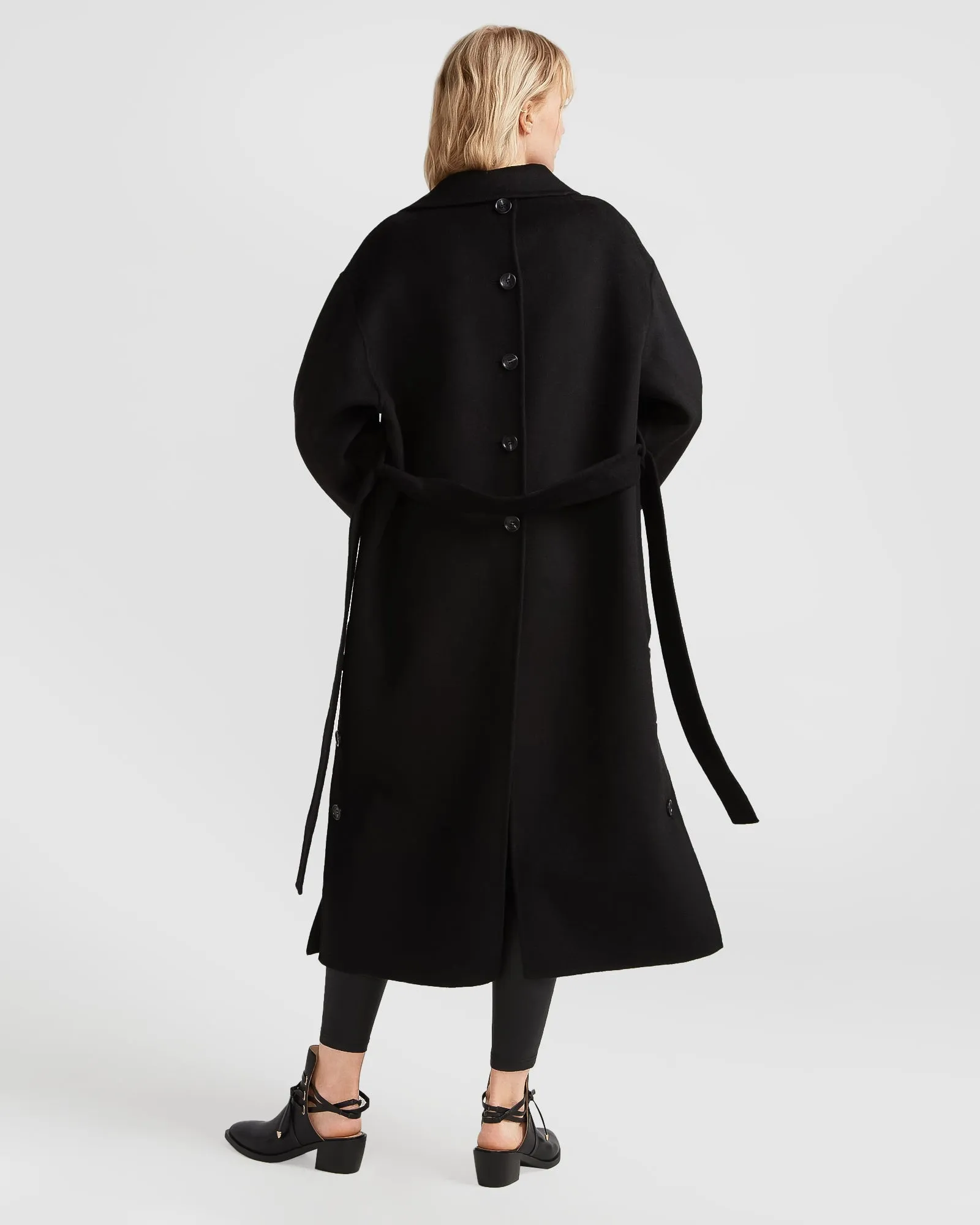 Wide Awake Split Hem Overcoat - Black