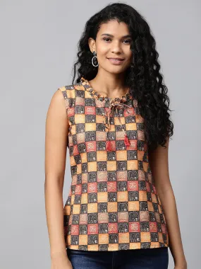 Women Mustard Printed Tunic