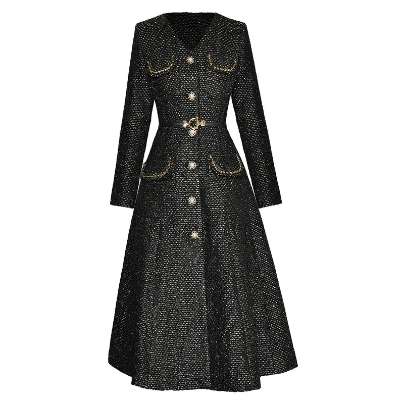 Women's Luxe Tweed Flare Overcoat