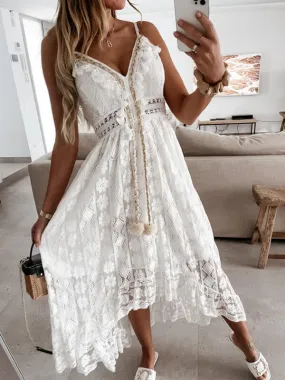 Women's solid elegant Lace Slip Dress