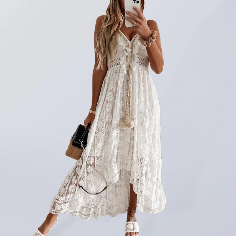 Women's solid elegant Lace Slip Dress