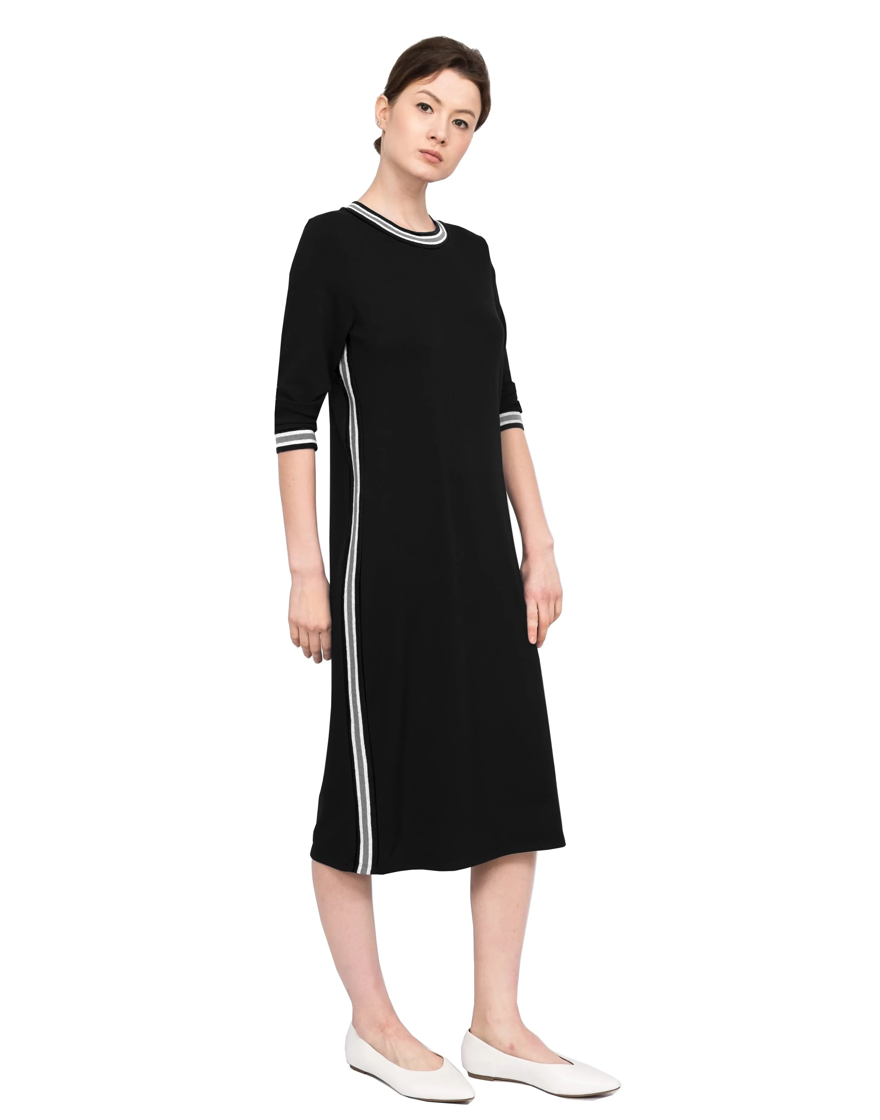 Womens Striped Rib Trimmed Shifra Dress