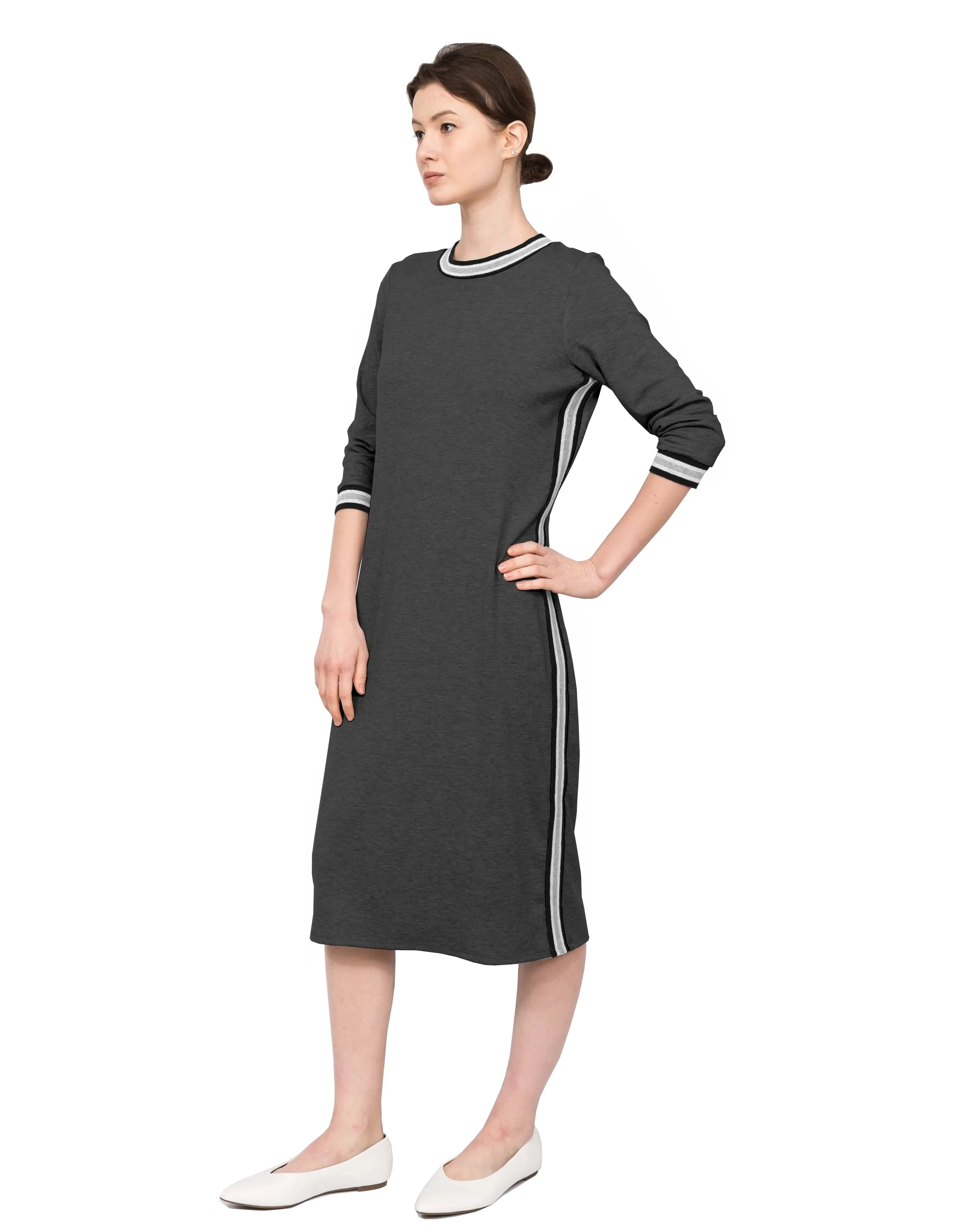 Womens Striped Rib Trimmed Shifra Dress