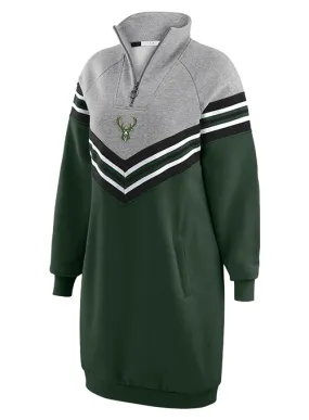 Women's Wear By Erin Andrews Chevron Stripe Milwaukee Bucks Sweatshirt Dress