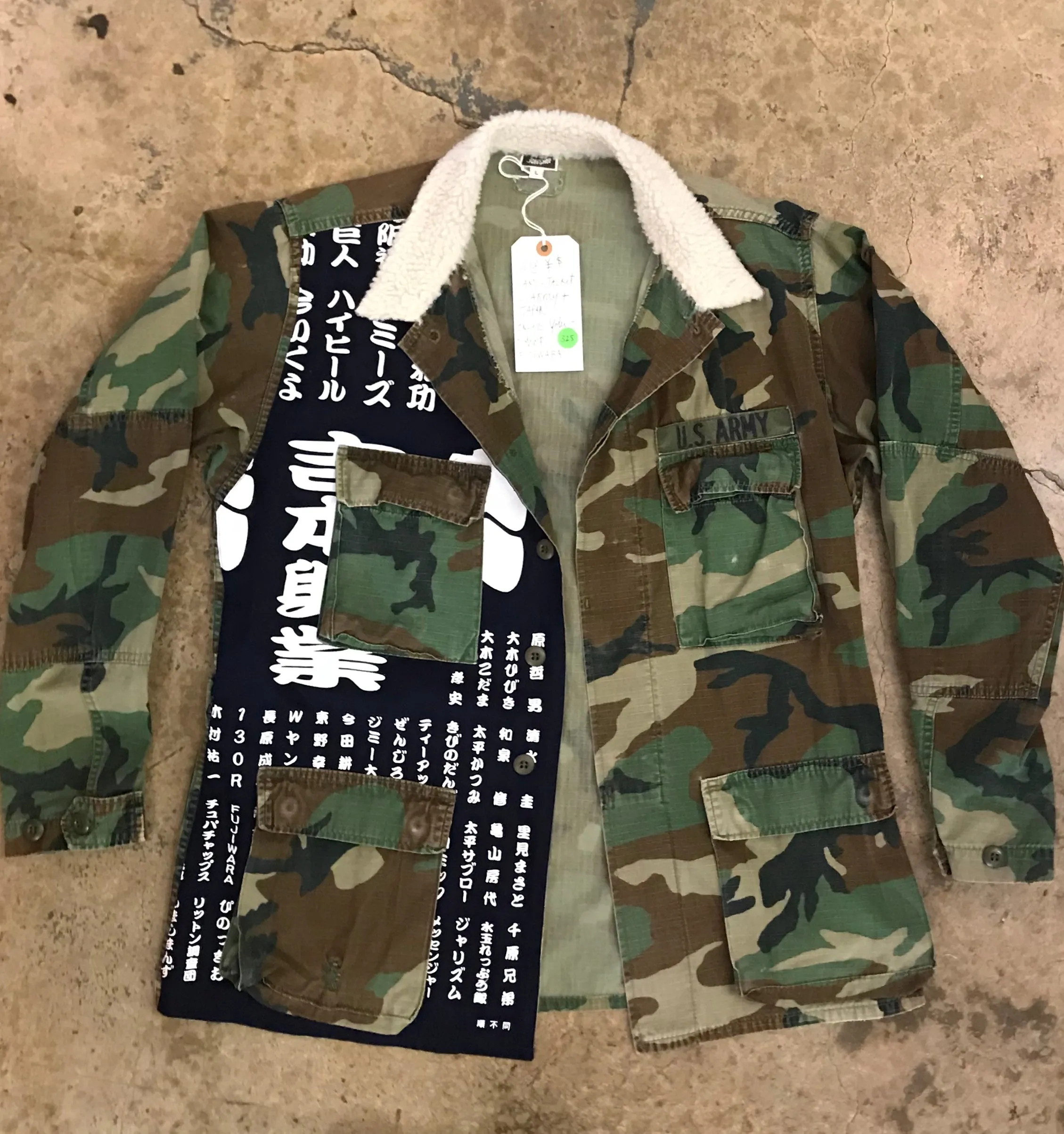 Yokishop - Military Jacket w/ Japanese Panel & Sherpa Collar